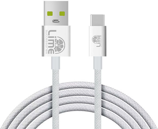 Lime Braided USB 2.0 Cable USB-C male - USB-A 120W Πράσινο 1m