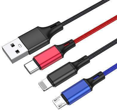 Kakusiga USB zu Blitzschlag / Typ-C,TC-TC / Micro-USB Kabel 3A Schwarz 1.2m (TM00152-999)