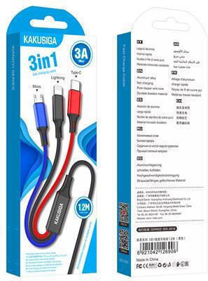 Kakusiga USB zu Blitzschlag / Typ-C,TC-TC / Micro-USB Kabel 3A Schwarz 1.2m (TM00152-999)
