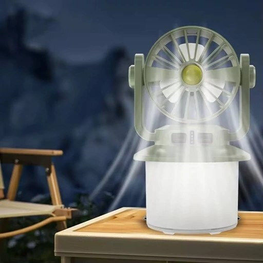 Φανάρι Led Επαναφορτιζόμενο για Camping με Φακό, Ανεμιστήρα & Powerbank 3W