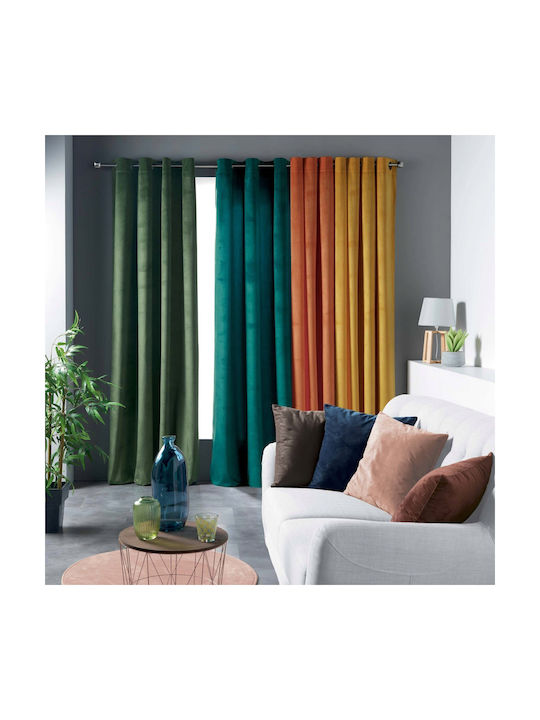Douceur d'Intérieur Curtain with Grommet Velvetine Orange 140x240cm
