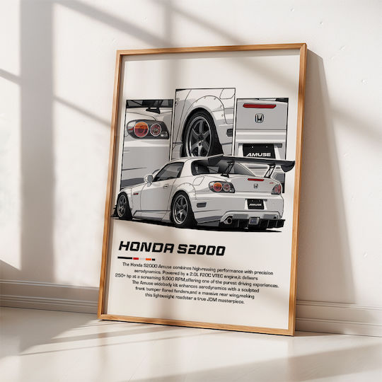 Poster Honda S2000 Cr035 40cm X 50cm Black Wooden Frame