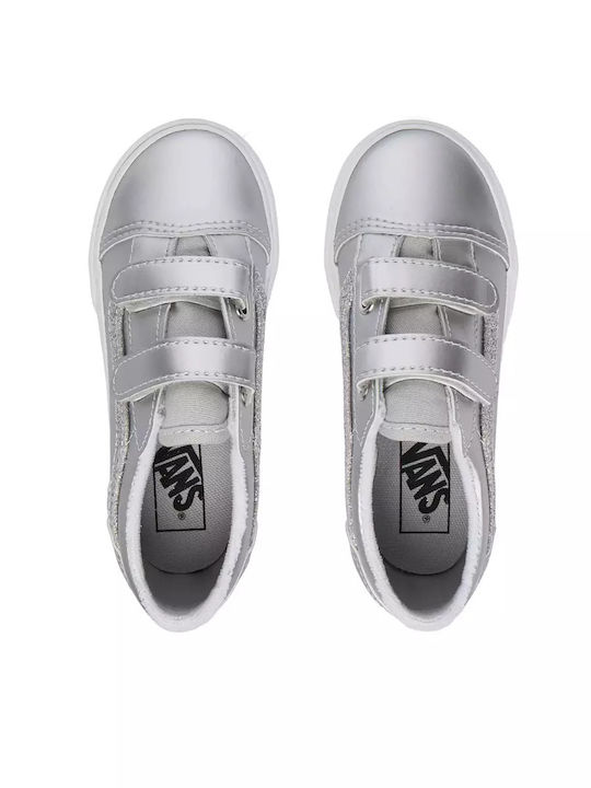 Old Skool V Kids Sneakers With Hoop & Loop Closure Silver