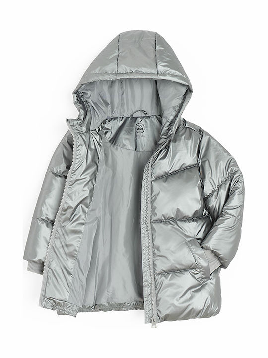 Kids' Quilted Jacket with Hood Gray