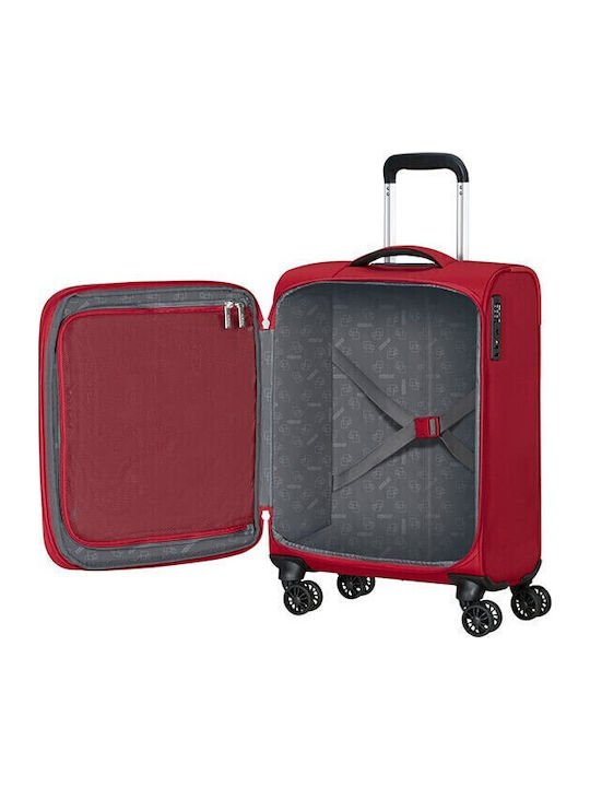 American Tourister Spinner Cabin Fabric Suitcase Astral Red With 4 Wheels Height 55cm