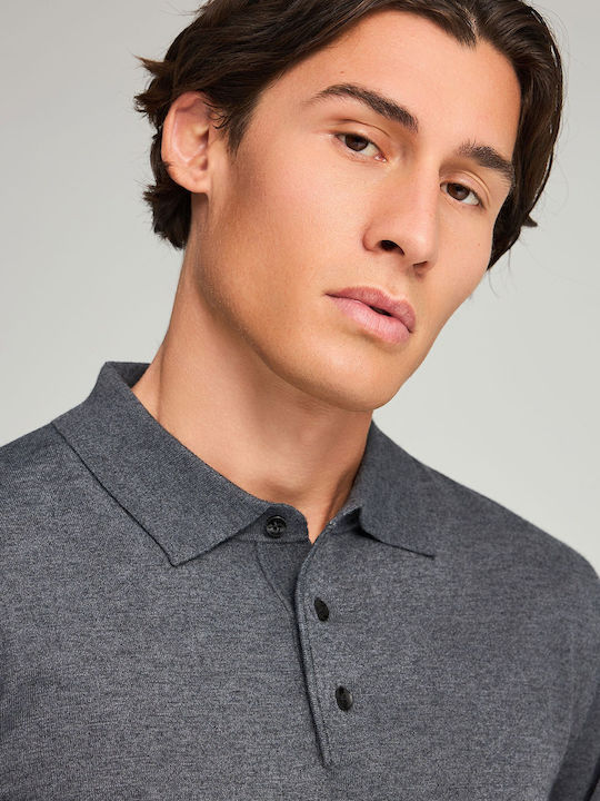 Polo Langarmbluse Gray