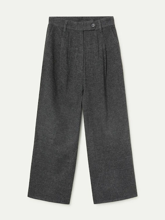 Women's Fabric Trousers Straight Line Gray