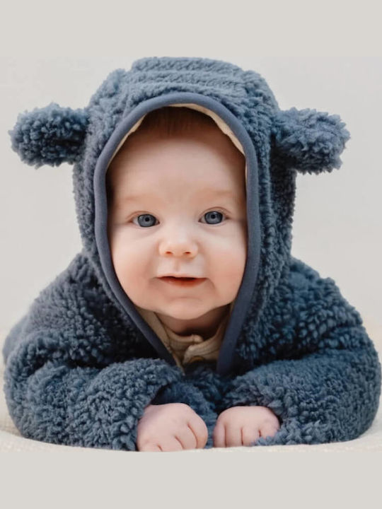Little Dutch Teddy Baby Bodysuit for Going Out Long-Sleeved Stone Blue