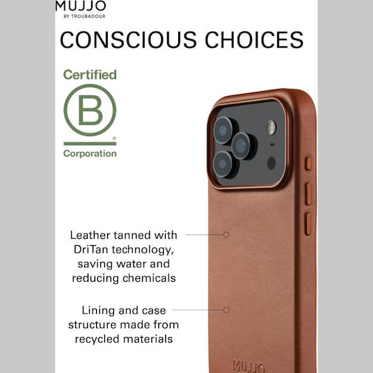 Mujjo Full Back Cover Δερμάτινο 1mm Καφέ (iPhone 17 Pro)