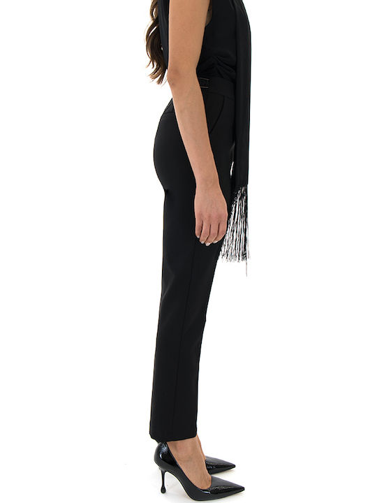 Pants Women Twenty-29 Γυναικείο Υφασμάτινο Παντελόνι με Λάστιχο σε Slim Εφαρμογή Μαυρο