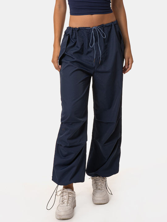 Women's High Rise Trousers Blue Blue Drawstring