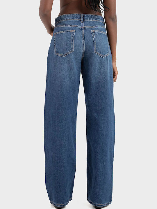 Wide Women's Jean Trousers in Wide Line Medium Blue Denim