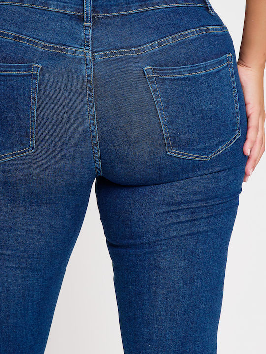 Ψηλόμεσο Γυναικείο Jean Παντελόνι Push Up σε Ίσια Γραμμή Corallia