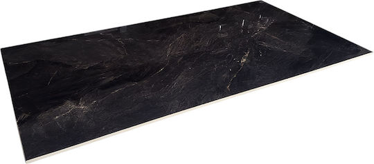 LV Granito Asterix Placă Perete Interior Porțelanat Lucios 120x60cm Black Glossy