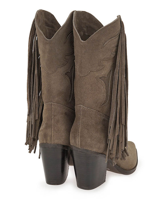 Wildleder Damenstiefel mit hohem Absatz Braun