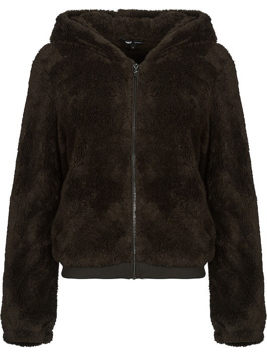Short Women's Jacket for Spring/Autumn Brown