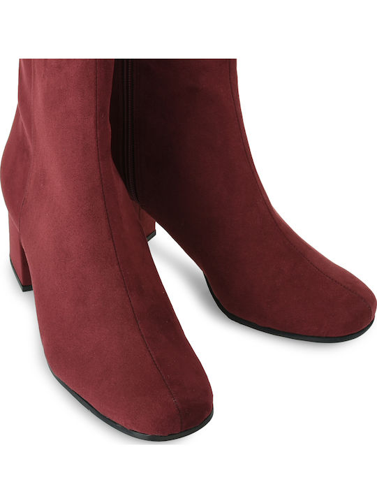 Wildleder Stiefeletten Damen Burgundisch