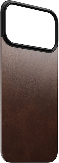 Nomad Magnetic Leather Back Cover iPhone 17 Pro Max Compatible with Magsafe Horween Leather Rustic Brown