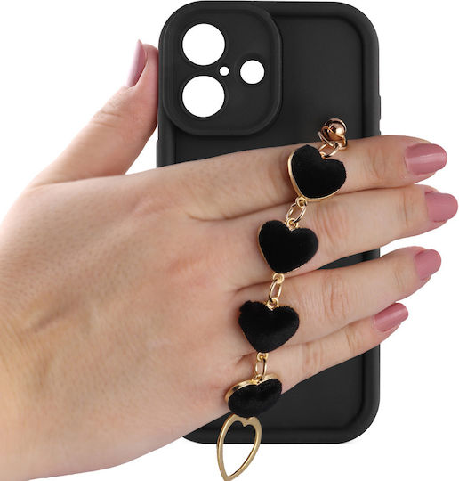 Volte-tel Case iPhone 17 6.3" Silicone TPU Strap Full Camera Protection Black Black Hearts