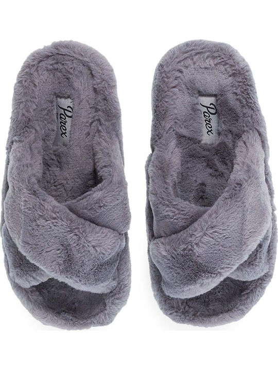 Winter Women's Slippers with Fur Gray
