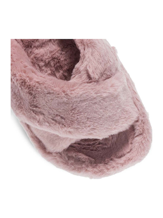 Winter Women's Slippers with Fur Pink