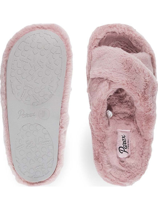 Winter Women's Slippers with Fur Pink
