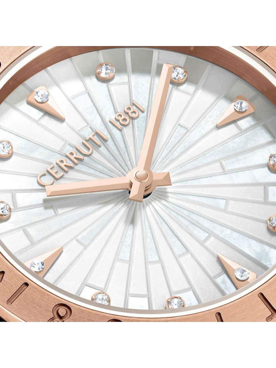 Cerruti Crystals Ceas de Damă cu Rose Gold Brățară Metalică