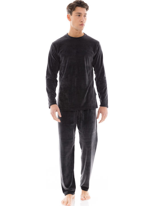 Ulisse Winter Herrenpyjama Baumwollene Yacht Blau