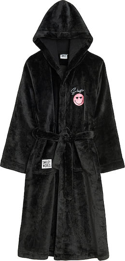 Cool Club Kids Hooded Bathrobe Smiley World Black