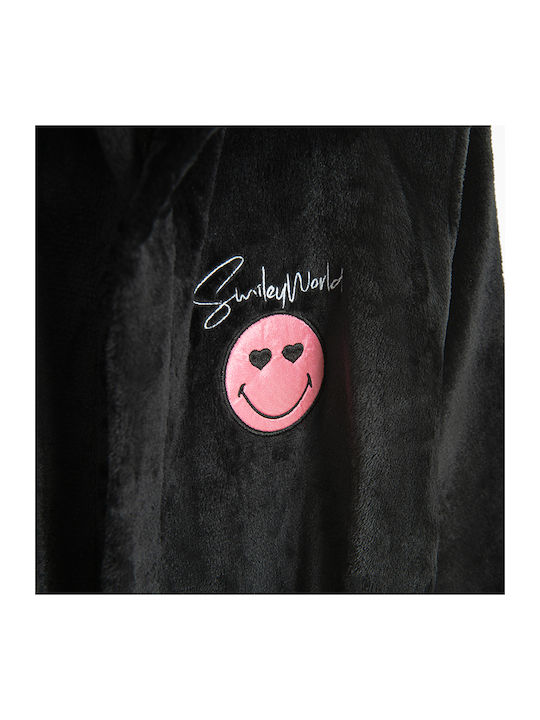 Cool Club Παιδικό Μπουρνούζι Smiley World Μαυρο με Κουκούλα
