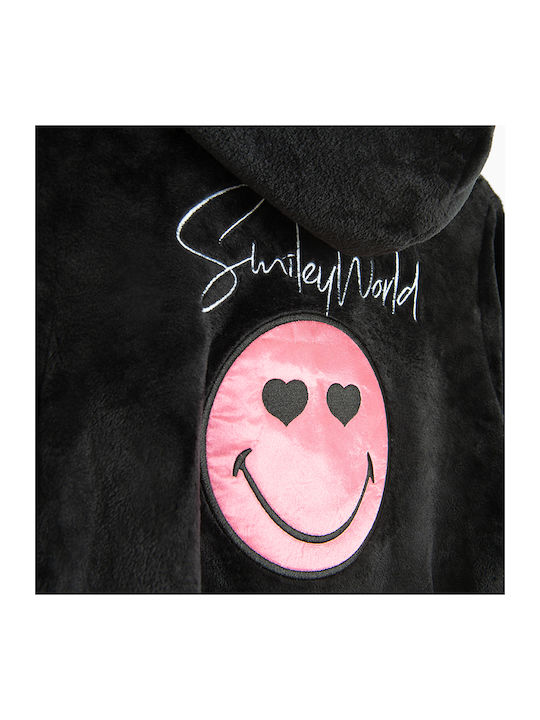 Cool Club Παιδικό Μπουρνούζι Smiley World Μαυρο με Κουκούλα