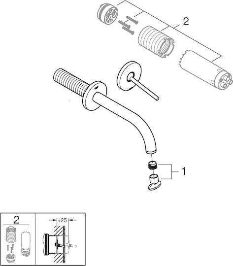 Grohe Μίκτης Μπαταρίας Εντοιχισμού για Ντουζιέρα 2 Εξόδων Ασημί Grohe Μίκτης Μπαταρίας Εντοιχισμού για Ντουζιέρα 2 Εξόδων Ασημί
