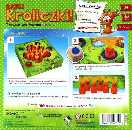 Board Game Save the Bunnies for 2-5 Players 3+ Years Old (PL) Egmont