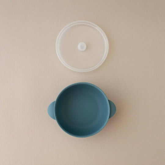 Nok Nok Feeding Set Nino made of Silicone with Non-Slip Base Blue 2pcs for 6+ months