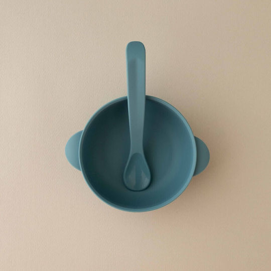 Nok Nok Feeding Set Nino made of Silicone with Non-Slip Base Blue 2pcs for 6+ months