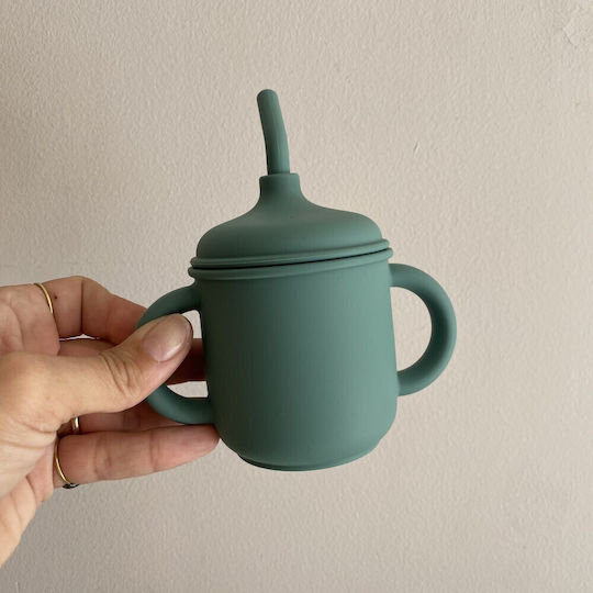 Nok Nok Baby Cup with Handles and Straw Sippy Signature made of Silicone Green 200ml