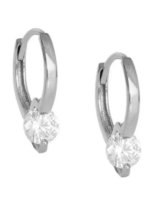 Earrings Hoops made of White Gold with Stones