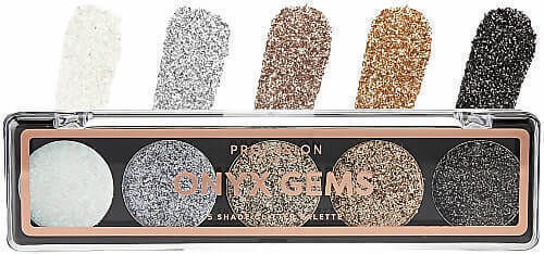 Profusion Cosmetics 5 Shade Glitter Eye Shadow Palette in Solid Form Onyx Gems