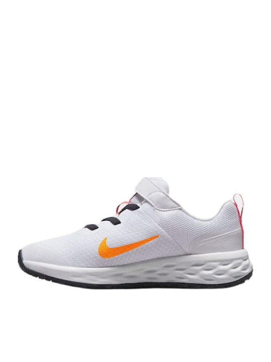 Revolution Revolution 6 Kids Sports Shoes Running with Hoop & Loop Closure White / Sea Coral / Gridiron / Laser Orange