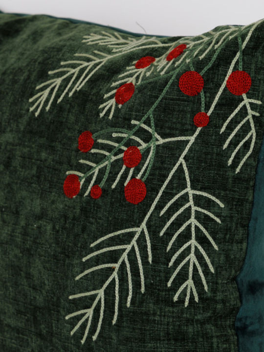 Eurolamp Pillow Green Velvet Mistletoe 45x45cm Eurolamp
