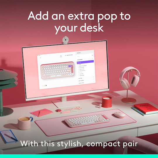 Logitech Pop Icon Combo Ασύρματο Bluetooth Σετ Πληκτρολόγιο & Ποντίκι Αγγλικό UK Λευκό