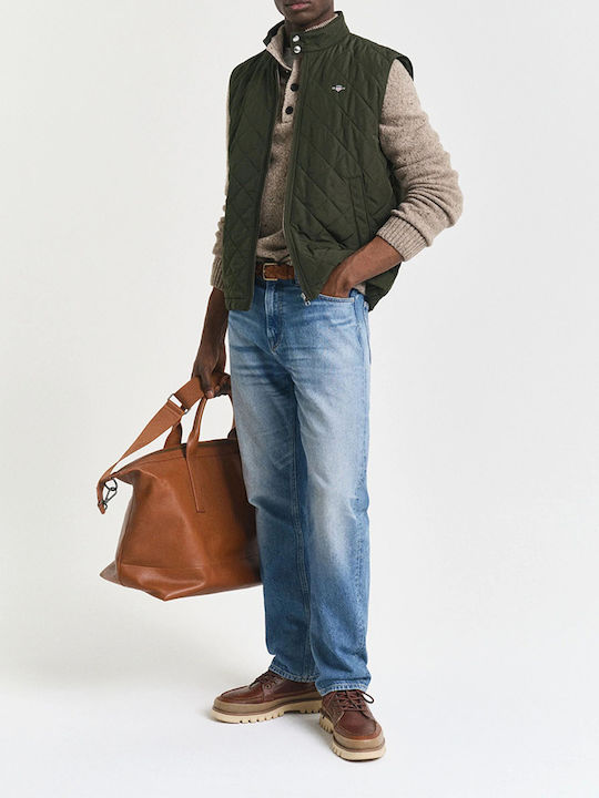 Sleeveless Jacket Puffer Waterproof and Windproof Khaki
