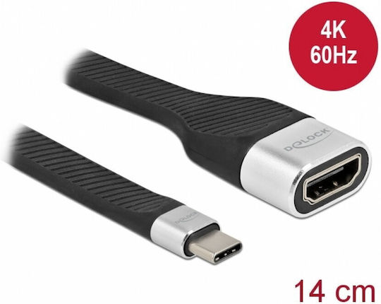 Delock Fpc Flat Ribbon Cable Usb Type-c To Hdmi Dp Alt Mode 4k 60 Hz 14 Cm