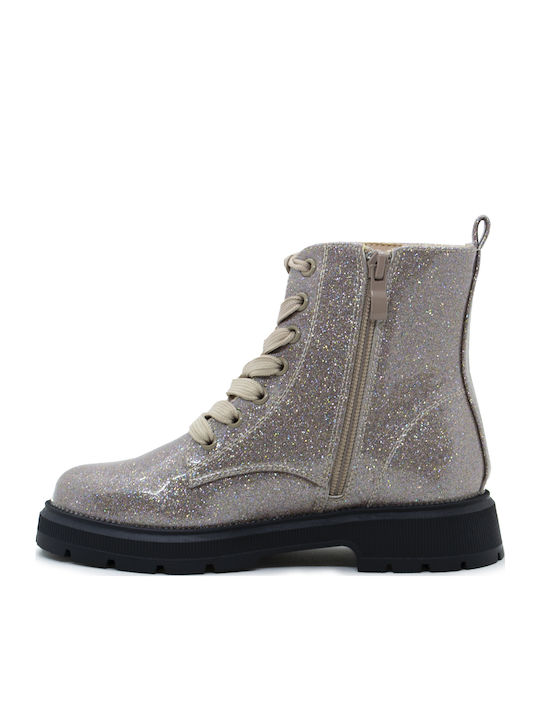 Kinderstiefel aus Lackleder mit Reißverschluss Gold