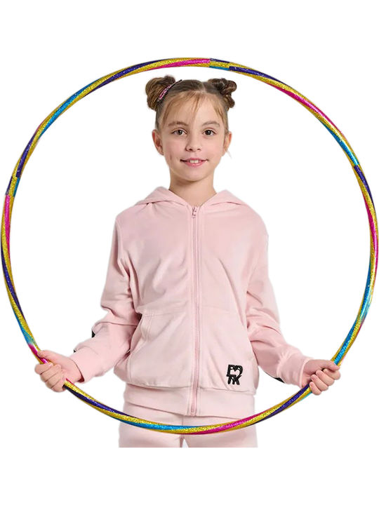 Kids Sweatshirt Cardigan with Hood and Pockets Pink Row Minime