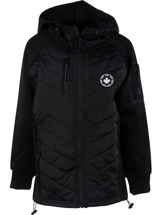 Kids Cardigan Cotton with Hood Black