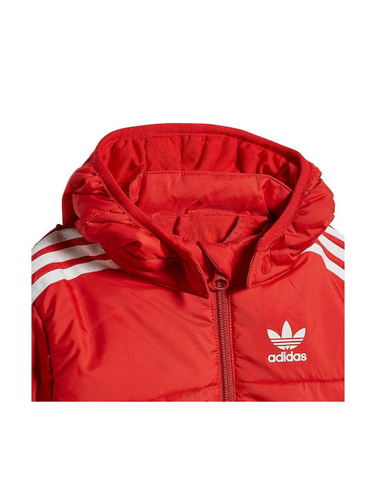 Kids' Sports Jacket Short with Hood Red Adicolor