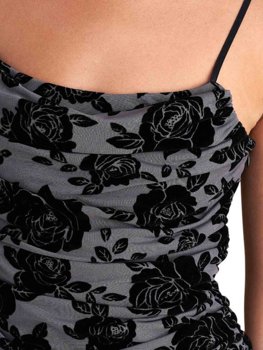 Maxi Evening Velvet Drape Dress Grey