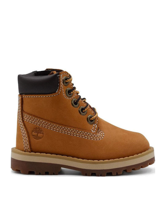 Courma Leather Kids Boots with Zipper Tabac Brown