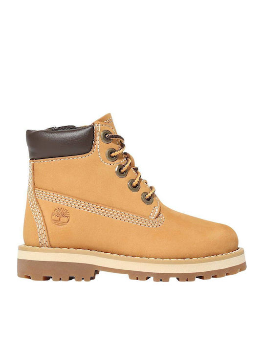 Courma Leather Kids Boots with Zipper Tabac Brown